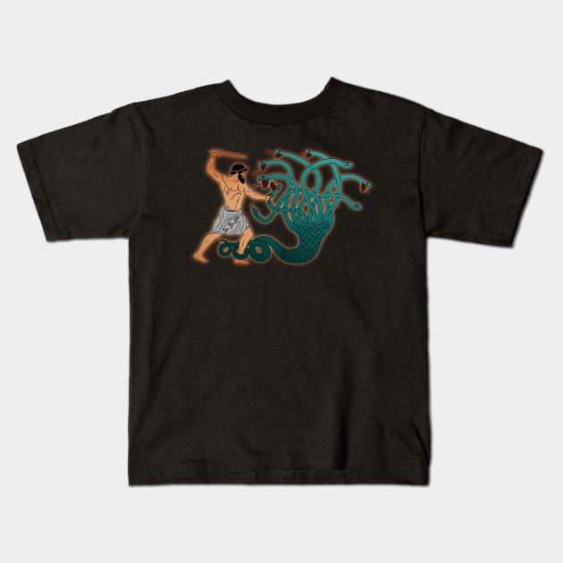 Herakles kills the Lerna Hydra Kids T-Shirt by Mosaicblues